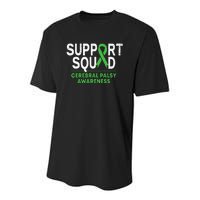 Support Squad Cerebral Palsy Awareness Month CP Green Ribbon Youth Performance Sprint T-Shirt