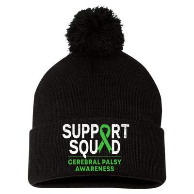 Support Squad Cerebral Palsy Awareness Month CP Green Ribbon Pom Pom 12in Knit Beanie