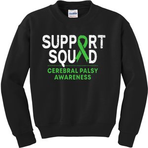 Support Squad Cerebral Palsy Awareness Month CP Green Ribbon Kids Sweatshirt