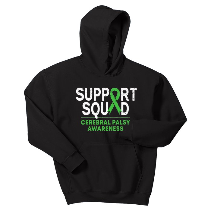 Support Squad Cerebral Palsy Awareness Month CP Green Ribbon Kids Hoodie