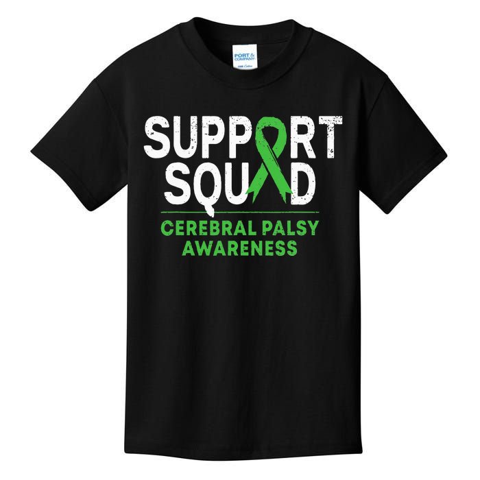 Support Squad Cerebral Palsy Awareness Month CP Green Ribbon Kids T-Shirt