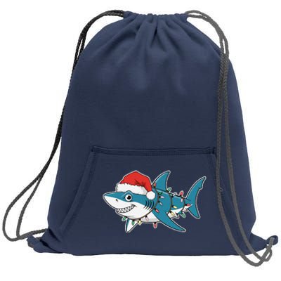 Santa Shark Christmas Lights Sharkmas Tree Xmas 2024 Sweatshirt Cinch Pack Bag