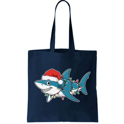 Santa Shark Christmas Lights Sharkmas Tree Xmas 2024 Tote Bag