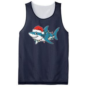 Santa Shark Christmas Lights Sharkmas Tree Xmas 2024 Mesh Reversible Basketball Jersey Tank