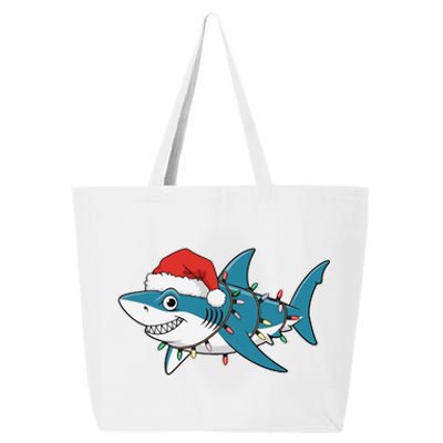 Santa Shark Christmas Lights Sharkmas Tree Xmas 2024 25L Jumbo Tote