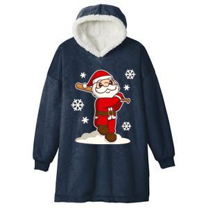 Sporty Santa Claus Baseball Christmas Gift Hooded Wearable Blanket