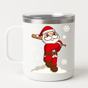 Sporty Santa Claus Baseball Christmas Gift 12 oz Stainless Steel Tumbler Cup