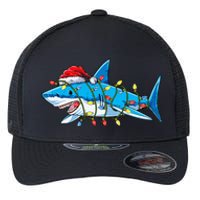 Santa Shark Christmas Lights Sharkmas Tree Xmas Flexfit Unipanel Trucker Cap