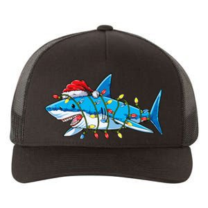 Santa Shark Christmas Lights Sharkmas Tree Xmas Yupoong Adult 5-Panel Trucker Hat