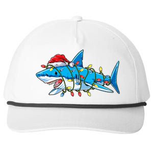 Santa Shark Christmas Lights Sharkmas Tree Xmas Snapback Five-Panel Rope Hat