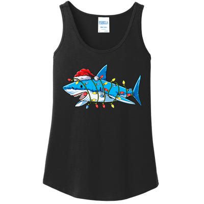 Santa Shark Christmas Lights Sharkmas Tree Xmas Ladies Essential Tank