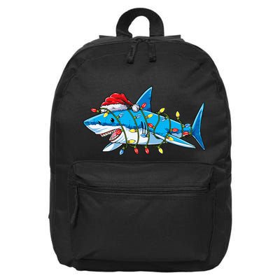 Santa Shark Christmas Lights Sharkmas Tree Xmas 16 in Basic Backpack