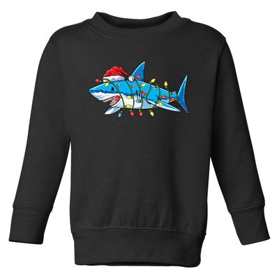 Santa Shark Christmas Lights Sharkmas Tree Xmas Toddler Sweatshirt