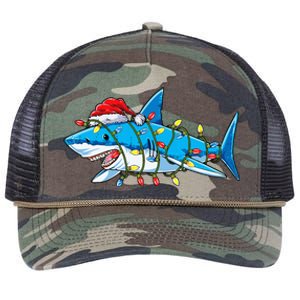 Santa Shark Christmas Lights Sharkmas Tree Xmas Retro Rope Trucker Hat Cap