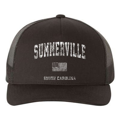 Summerville South Carolina Sc Vintage American Flag Yupoong Adult 5-Panel Trucker Hat