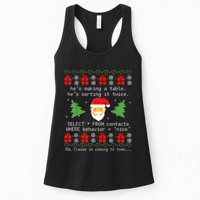 Sql Santa Claus Database Clause Developer Code Db Programmer Women's Racerback Tank
