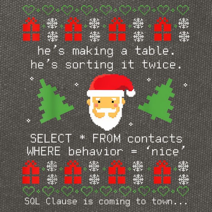 Sql Santa Claus Database Clause Developer Code Db Programmer Cotton Canvas Backpack