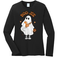 Spooky Season Cute Ghost Halloween Boujee Boo Jee Ladies Long Sleeve Shirt