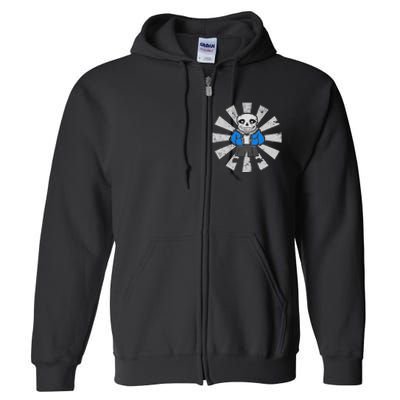 Sans Skeleton Cool Pixel Art Costume Full Zip Hoodie