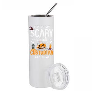 Scary School Custodian Funny Halloween Janitor Graphic Great Gift Stainless Steel Tumbler