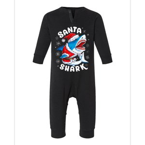 Santa Shark Christmas Pajamas Xmas Merry Sharkmas Infant Fleece One Piece