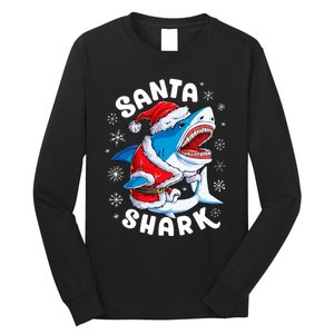 Santa Shark Christmas Pajamas Xmas Merry Sharkmas Long Sleeve Shirt