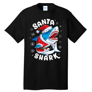 Santa Shark Christmas Pajamas Xmas Merry Sharkmas Tall T-Shirt