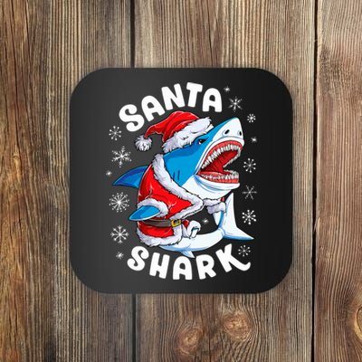 Santa Shark Christmas Pajamas Xmas Merry Sharkmas Coaster