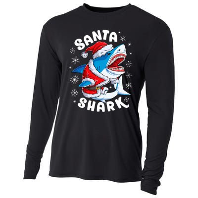 Santa Shark Christmas Pajamas Xmas Merry Sharkmas Cooling Performance Long Sleeve Crew