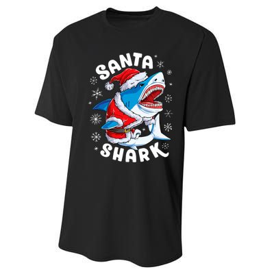 Santa Shark Christmas Pajamas Xmas Merry Sharkmas Performance Sprint T-Shirt