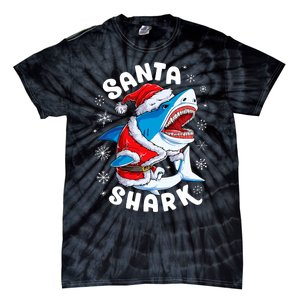 Santa Shark Christmas Pajamas Xmas Merry Sharkmas Tie-Dye T-Shirt