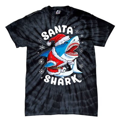 Santa Shark Christmas Pajamas Xmas Merry Sharkmas Tie-Dye T-Shirt