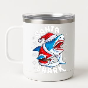 Santa Shark Christmas Pajamas Xmas Merry Sharkmas 12 oz Stainless Steel Tumbler Cup