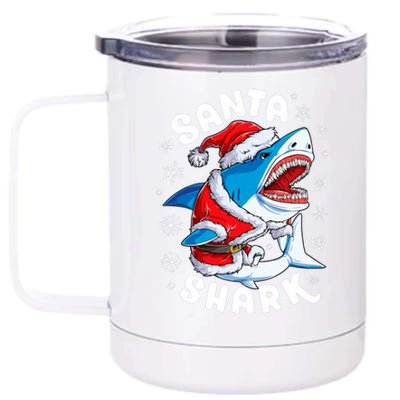 Santa Shark Christmas Pajamas Xmas Merry Sharkmas 12 oz Stainless Steel Tumbler Cup