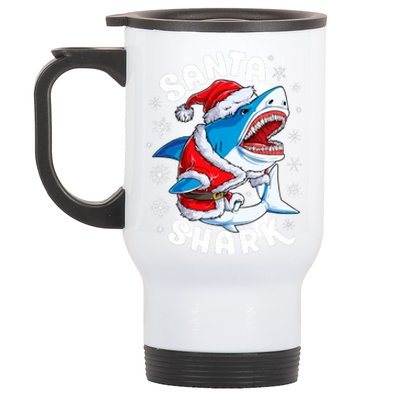 Santa Shark Christmas Pajamas Xmas Merry Sharkmas Stainless Steel Travel Mug