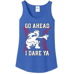 S Softball Catcher Funny N I Dare Ya Gift Ladies Essential Tank