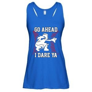 S Softball Catcher Funny N I Dare Ya Gift Ladies Essential Flowy Tank