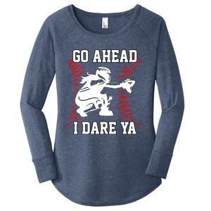 S Softball Catcher Funny N I Dare Ya Gift Women's Perfect Tri Tunic Long Sleeve Shirt