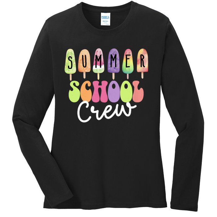 Summer School Crew Cute Popsicle Last Day Of School Teacher Ladies Long Sleeve Shirt