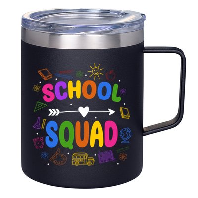 School Squad Colorful Education Fun 12oz Stainless Steel Coffee Mug