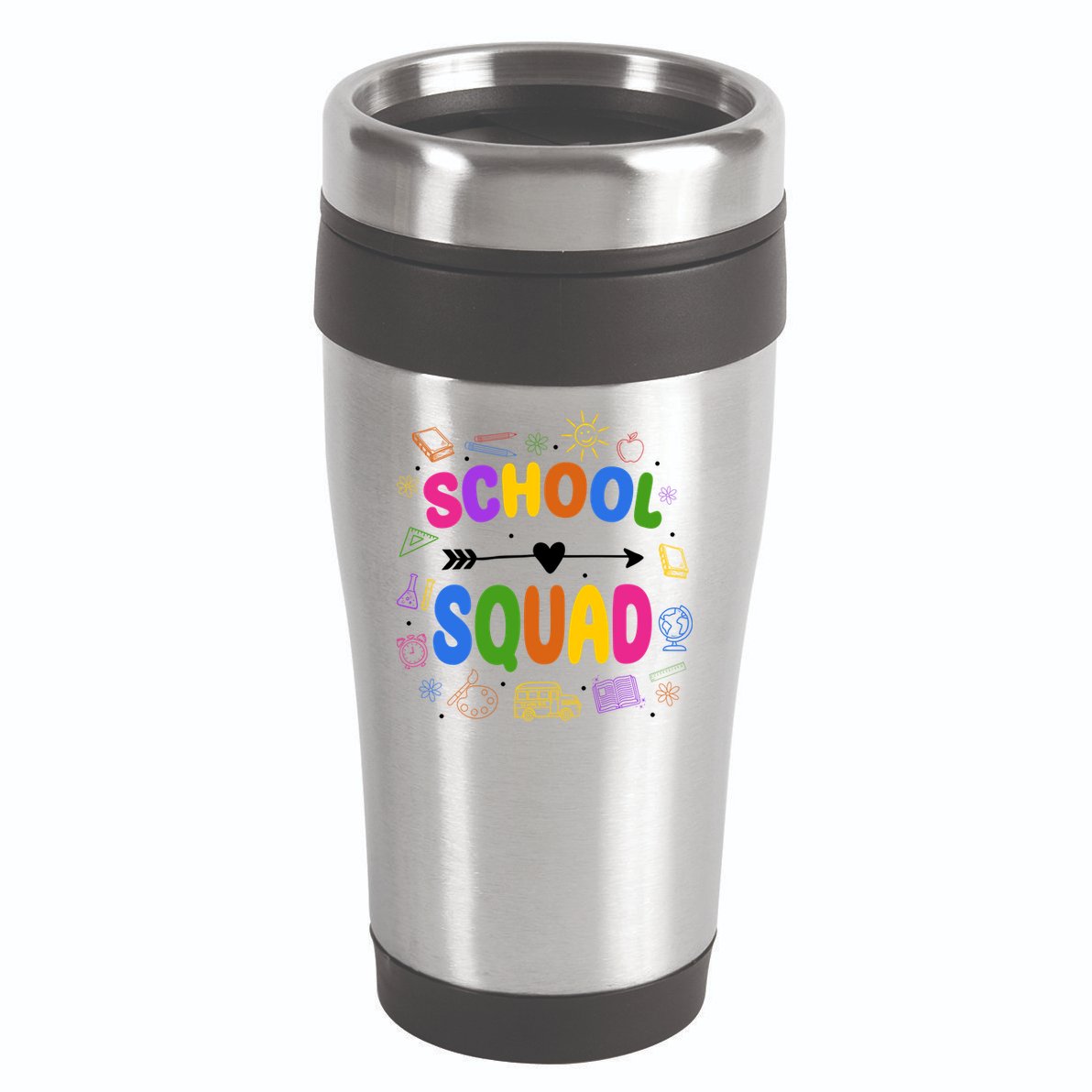 School Squad Colorful Education Fun 16oz Travel Tumbler