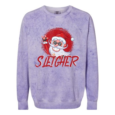 Sleigher Santa Claus Funny Merry Christmas Rock Xmas Lover Tank Top Colorblast Crewneck Sweatshirt