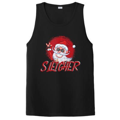 Sleigher Santa Claus Funny Merry Christmas Rock Xmas Lover Tank Top PosiCharge Competitor Tank