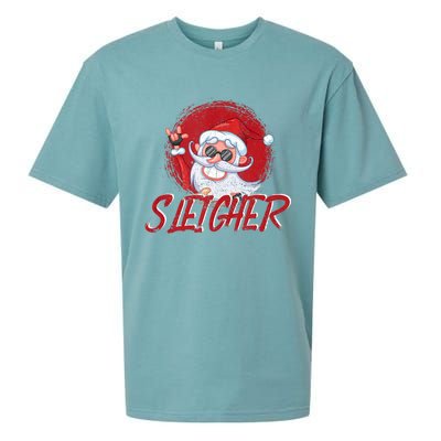 Sleigher Santa Claus Funny Merry Christmas Rock Xmas Lover Tank Top Sueded Cloud Jersey T-Shirt