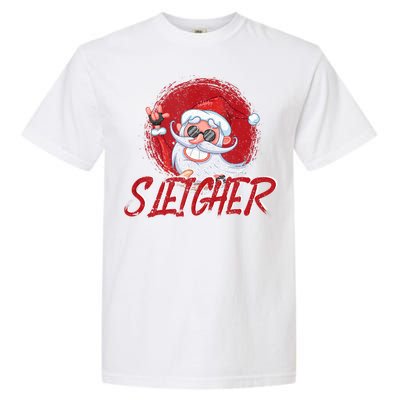 Sleigher Santa Claus Funny Merry Christmas Rock Xmas Lover Tank Top Garment-Dyed Heavyweight T-Shirt