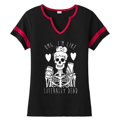 Spooky Skeleton Costume for a Lazy Halloween Look Ladies Halftime Notch Neck Tee