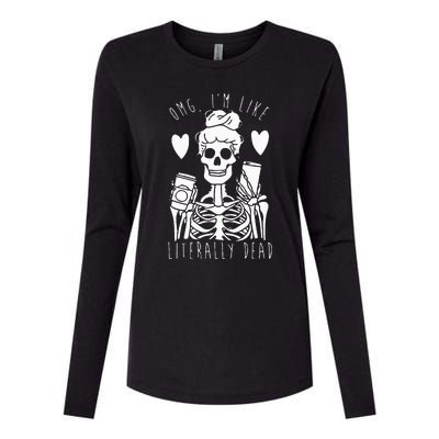 Spooky Skeleton Costume for a Lazy Halloween Look Womens Cotton Relaxed Long Sleeve T-Shirt