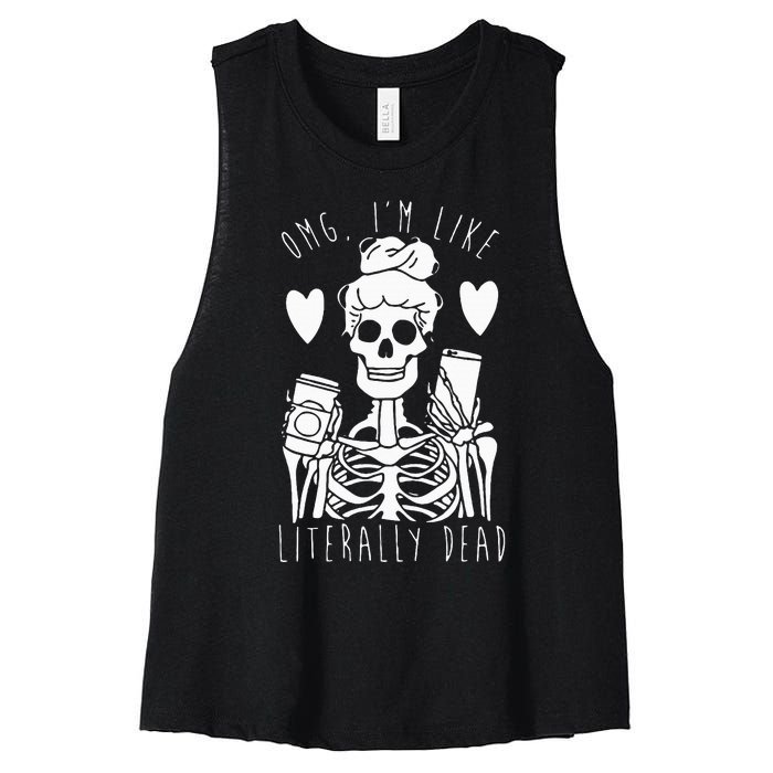 Spooky Skeleton Costume for a Lazy Halloween Look Women's Racerback Cropped Tank