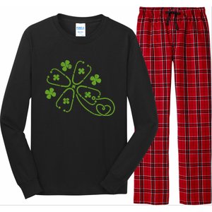 Shamrock Stethoscope Clover St Patricks Day Nurse RN Irish Long Sleeve Pajama Set