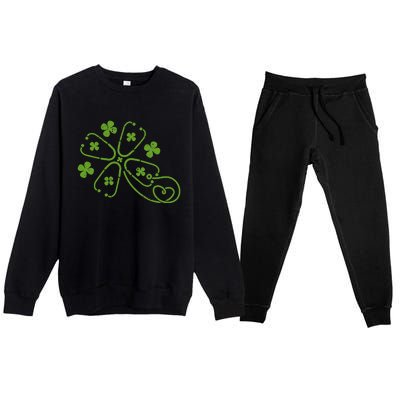 Shamrock Stethoscope Clover St Patricks Day Nurse RN Irish Premium Crewneck Sweatsuit Set